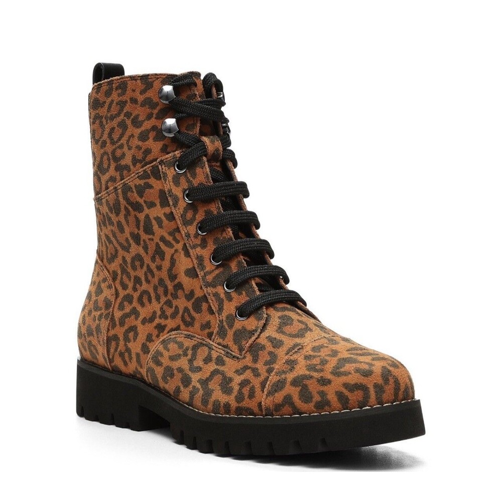 Donald Pliner Ease Leopard Print Combat Boots Sz 7 New W\O Tag